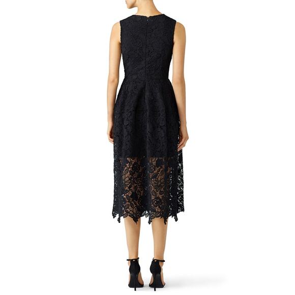 Nicholas Black Mosaic Lace Ball Sleeveless V-Neck Midi Dress Size 8 - Picture 2 of 15